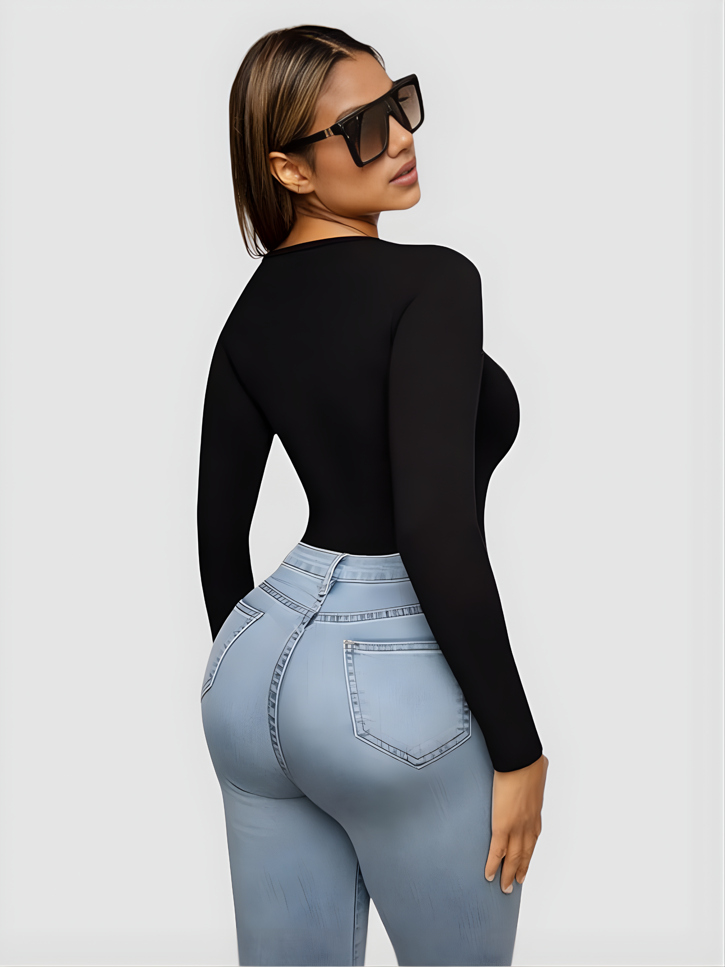 360° Max Control Long-Sleeve Shaping Bodysuit, Black