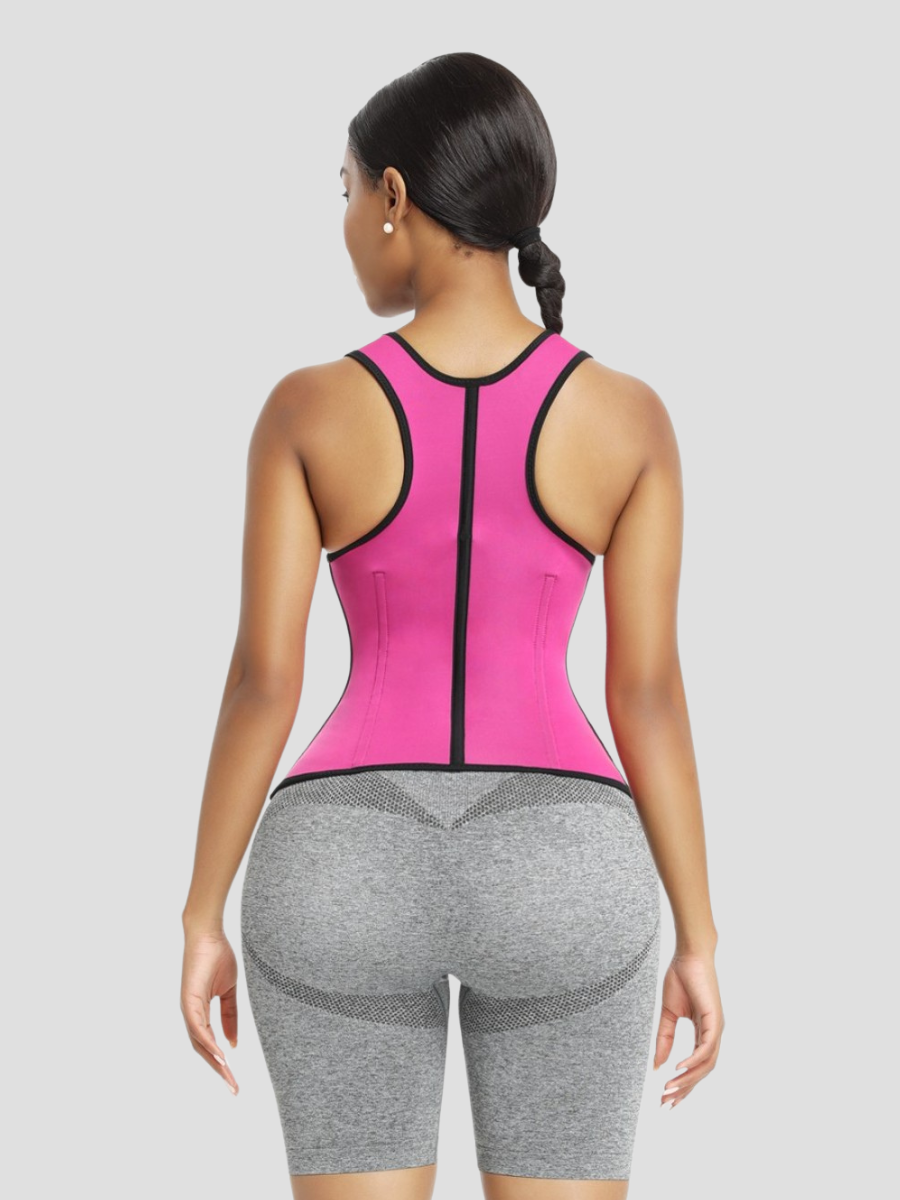 Sweat Belt Activewear, Zippered Neoprene Vest, Sauna Vest, Pink Sauna Top, Weight Loss Activewear, Weight Loss Vest, sauna top, Sweat Belt, Sauna Activewear, workout clothes for women, sweat-wicking, cellulite smoothing, waist cinching, BBL, seamless, squat proof, plus size gym outfits, high waisted, breathable, nike, adidas, puma, champion, bombshell activewear, gymshark women, Girlfriend Collective, lululemon, Athleta, Athletica, Fabletics.