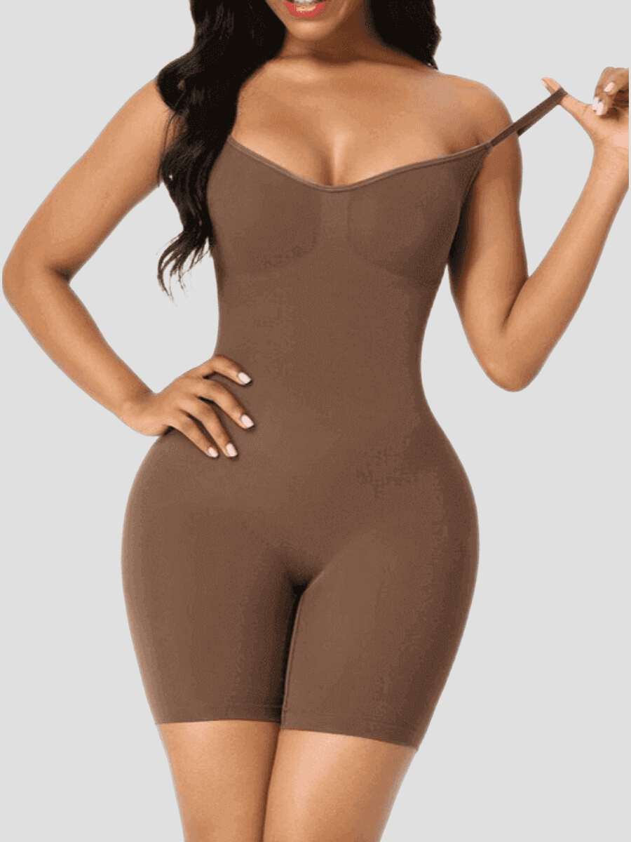 Full Body Shaper, Brown, Crotchless shapewear, tummy tucking, butt bum booty lifting, waist cinching, cellulite smoothing, breast support bodysuit shapewear, Shapewear by BodyFlexx, tummy control, BBL, body contouring, seamless, thigh-toning, waist cinching, high compression, body sculpt, bodysculpt, seamless sculpt, skims, spanx, popilush, body shaping, high quality, vixen curves, shapellx, curvqueen, feelingirl feeling girl, Shapermint, heyshape, honeylove, Bellafit.