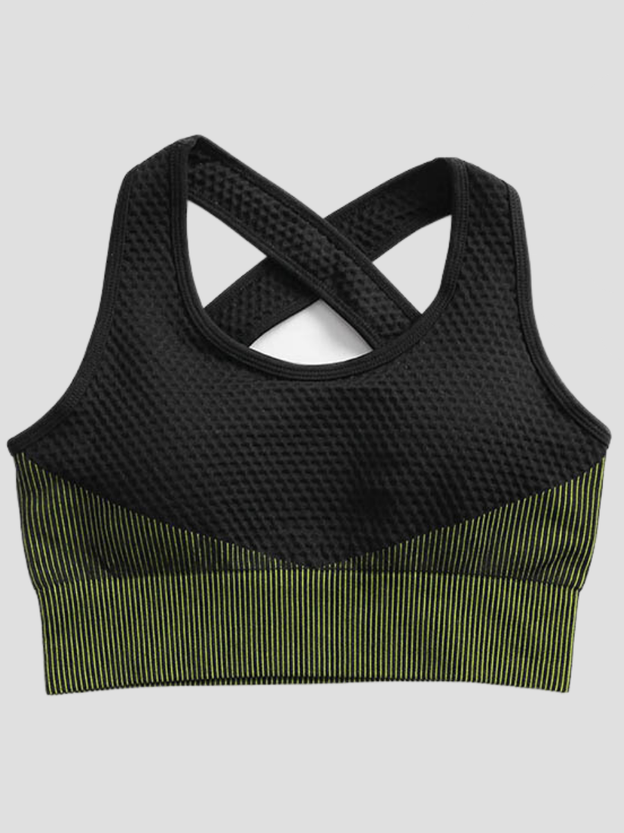 Paddded Crisscross Sports Bra, Emerald & Black – BodyFlexx