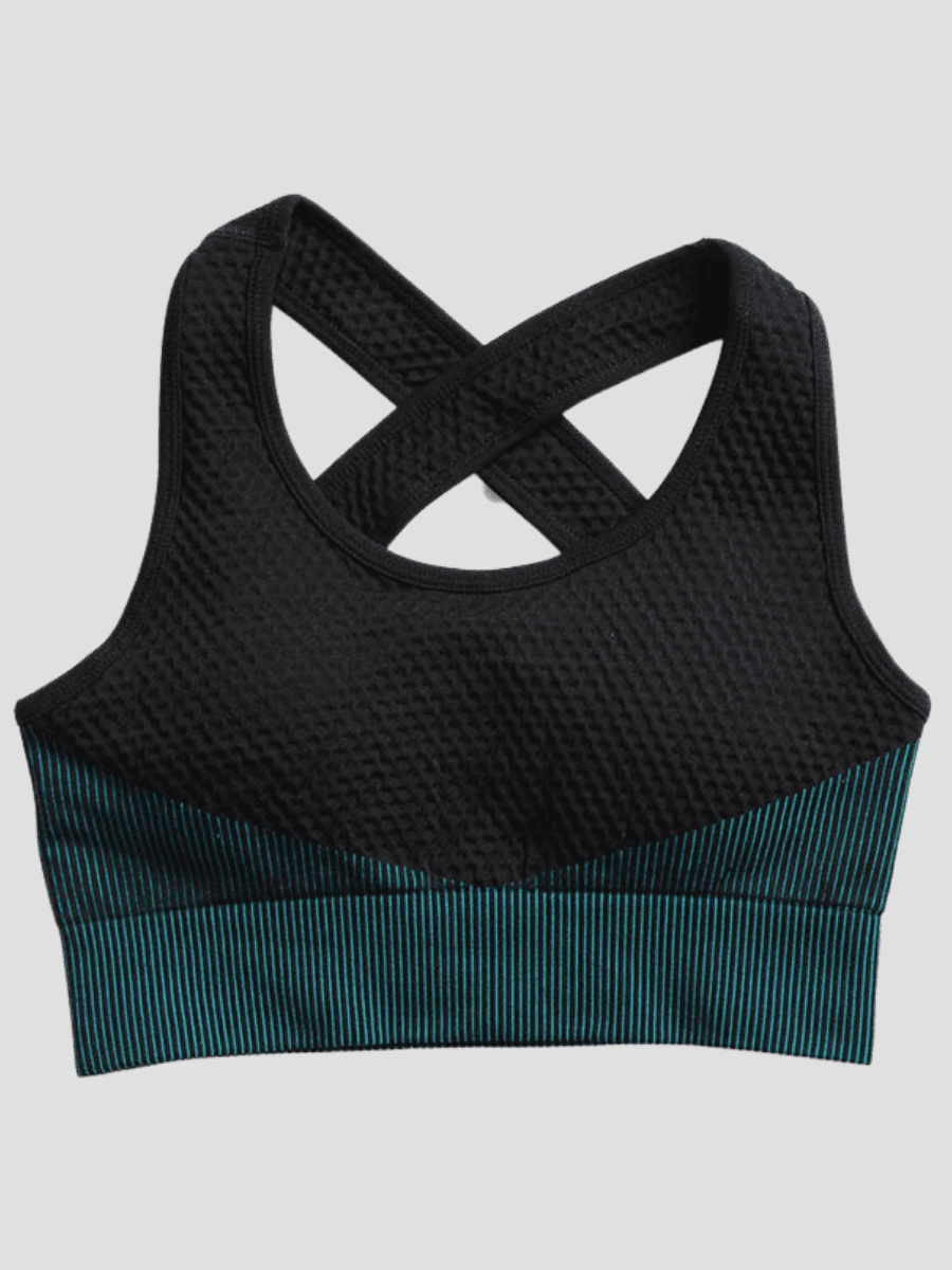Black sports bra matching workout activewear athletic set crisscross supportive underwear, Activewear, activewear sets, sports bra, workout clothes for women, sweat-wicking, high compression, cellulite smoothing, seamless, workout wear, gym wear, athletic outfits, nike, under armour, adidas, puma, champion, bombshell activewear, gymshark women, Girlfriend Collective, lululemon, Alo Yoga, Bandier, Athleta, Athletica, Fabletics, Revenge body, Aqua, Black, teal, blue, green, Turquoise.