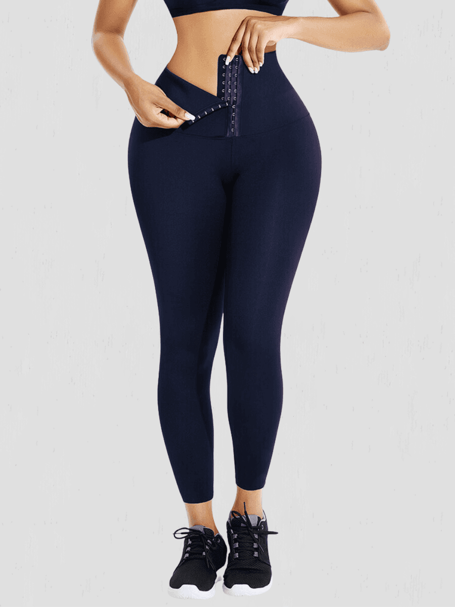 Waist Training Leggings, Blue, Corset Leggings, Activewear, booty-boosting, booty lifting, bum lifting, workout clothes for women, sweat-wicking, high compression, cellulite smoothing, waist cinching, BBL, seamless, squat proof, plus size gym outfits, high waisted, breathable, nike, under armour, adidas, puma, champion, bombshell activewear, gymshark women, Girlfriend Collective, lululemon, Alo Yoga, Bandier, Athleta, Athletica, Fabletics.