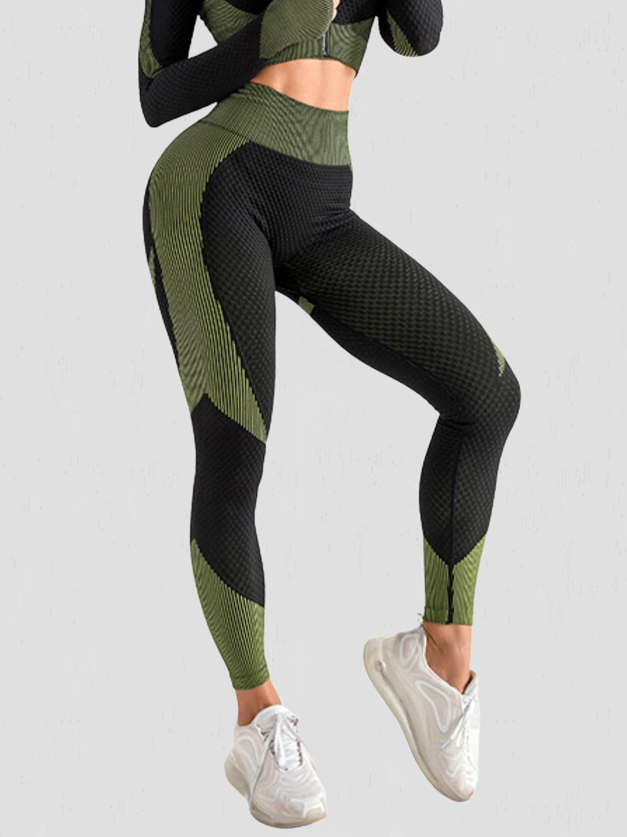 Dark Green Cropped Active Bottoms Women's Sports Leggings (Women's)