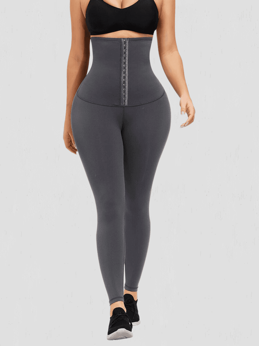 Waist Training Leggings, Gray, Grey, Corset Leggings, Activewear, booty-boosting, booty lifting, bum lifting, workout clothes for women, sweat-wicking, high compression, cellulite smoothing, waist cinching, BBL, seamless, squat proof, plus size gym outfits, high waisted, breathable, nike, under armour, adidas, puma, champion, bombshell activewear, gymshark women, Girlfriend Collective, lululemon, Alo Yoga, Bandier, Athleta, Athletica, Fabletics.