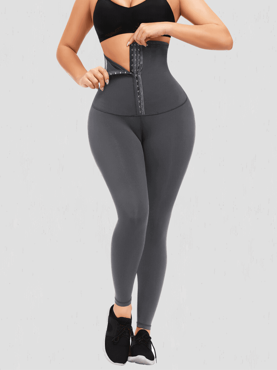 Waist Training Leggings, Gray, Grey, Corset Leggings, Activewear, booty-boosting, booty lifting, bum lifting, workout clothes for women, sweat-wicking, high compression, cellulite smoothing, waist cinching, BBL, seamless, squat proof, plus size gym outfits, high waisted, breathable, nike, under armour, adidas, puma, champion, bombshell activewear, gymshark women, Girlfriend Collective, lululemon, Alo Yoga, Bandier, Athleta, Athletica, Fabletics.