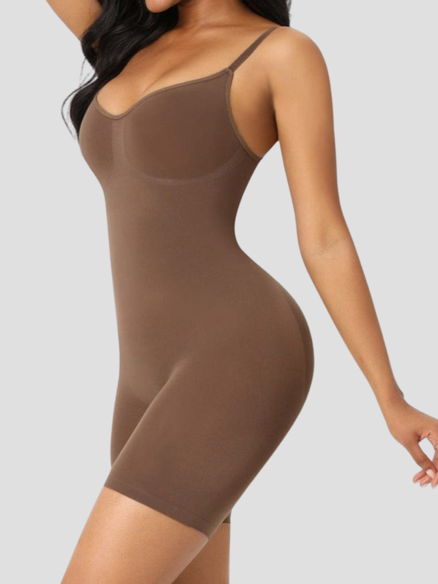 Full Body Shaper, Brown, Crotchless shapewear, tummy tucking, butt bum booty lifting, waist cinching, cellulite smoothing, breast support bodysuit shapewear, Shapewear by BodyFlexx, tummy control, BBL, body contouring, seamless, thigh-toning, waist cinching, high compression, body sculpt, bodysculpt, seamless sculpt, skims, spanx, popilush, body shaping, high quality, vixen curves, shapellx, curvqueen, feelingirl feeling girl, Shapermint, heyshape, honeylove, Bellafit.