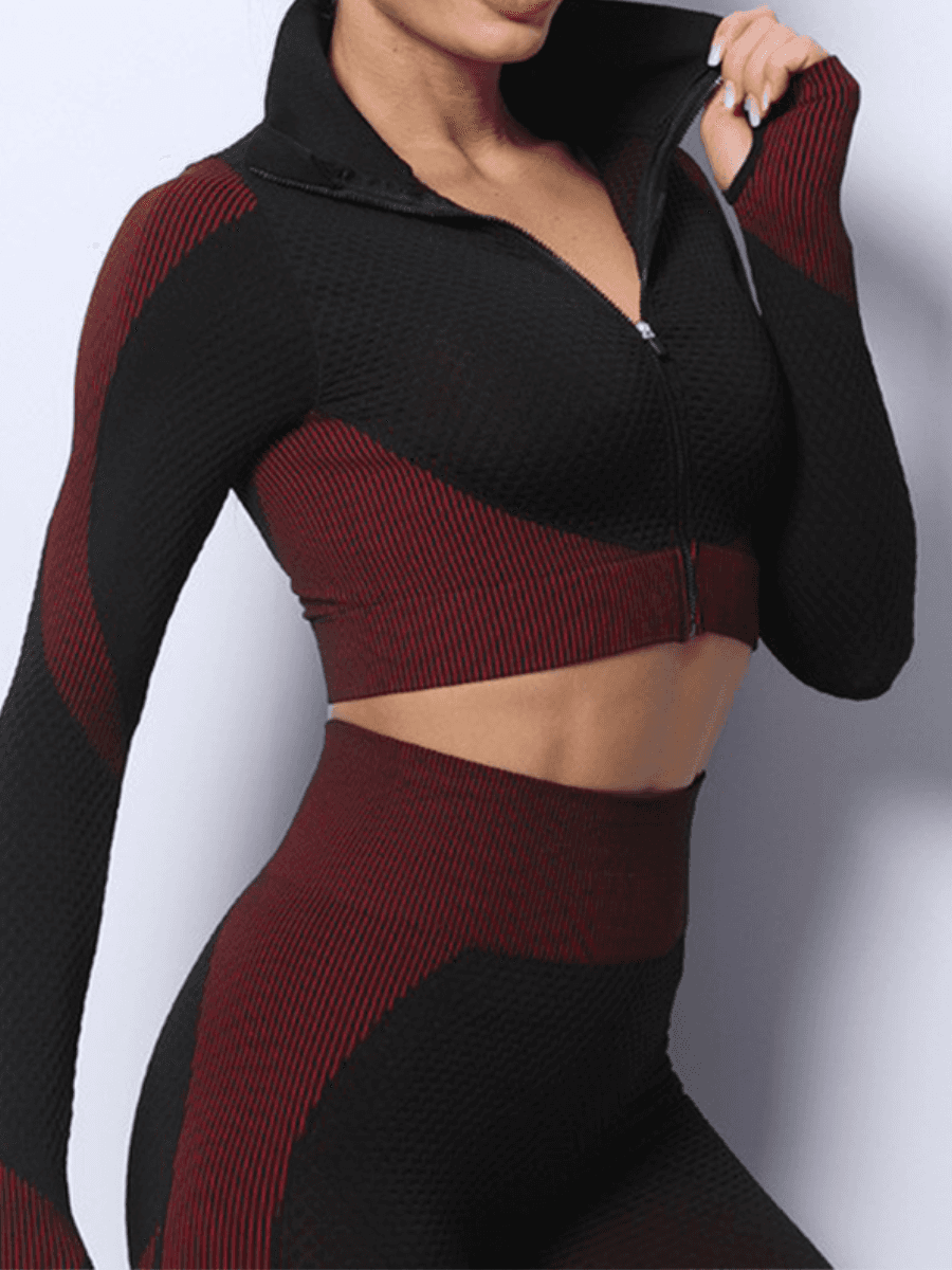 BBL Jacket, Cropped athletic set top with zipper stretchy jacket, workout outfit, athleisure, activewear, activewear sets, workout clothes for women, sweat-wicking, high compression, cellulite smoothing, BBL Jacket, plus size gym outfits, workout wear, gym wear, athletic outfits, nike, under armour, adidas, puma, champion, bombshell activewear, gymshark women, Girlfriend Collective, lululemon, Alo Yoga, Bandier, Athleta, Athletica, Fabletics, Revenge body, Black, fuchsia.