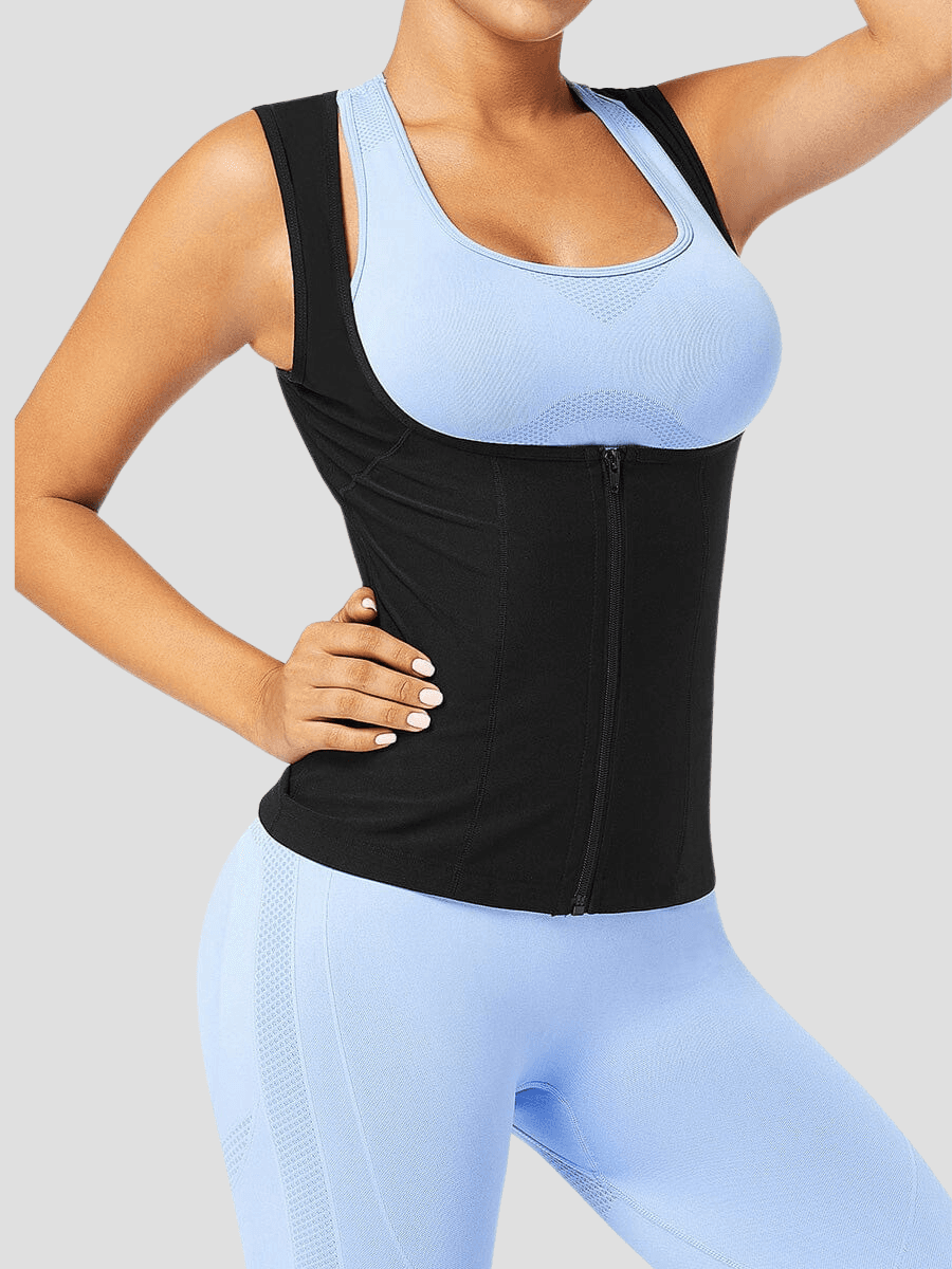 Sweat Belt Activewear, Zippered Neoprene Vest, Sauna Vest, Sauna Top, Weight Loss Activewear, Weight Loss Vest, sauna top, Sweat Belt, Sauna Activewear, workout clothes for women, sweat-wicking, cellulite smoothing, waist cinching, BBL, seamless, squat proof, plus size gym outfits, high waisted, breathable, nike, adidas, puma, champion, bombshell activewear, gymshark women, Girlfriend Collective, lululemon, Athleta, Athletica, Fabletics.