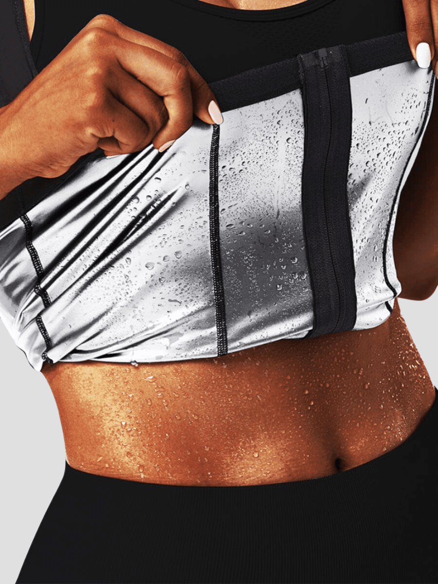 Sweat Belt Activewear, Zippered Neoprene Vest, Sauna Vest, Sauna Top, Weight Loss Activewear, Weight Loss Vest, sauna top, Sweat Belt, Sauna Activewear, workout clothes for women, sweat-wicking, cellulite smoothing, waist cinching, BBL, seamless, squat proof, plus size gym outfits, high waisted, breathable, nike, adidas, puma, champion, bombshell activewear, gymshark women, Girlfriend Collective, lululemon, Athleta, Athletica, Fabletics.