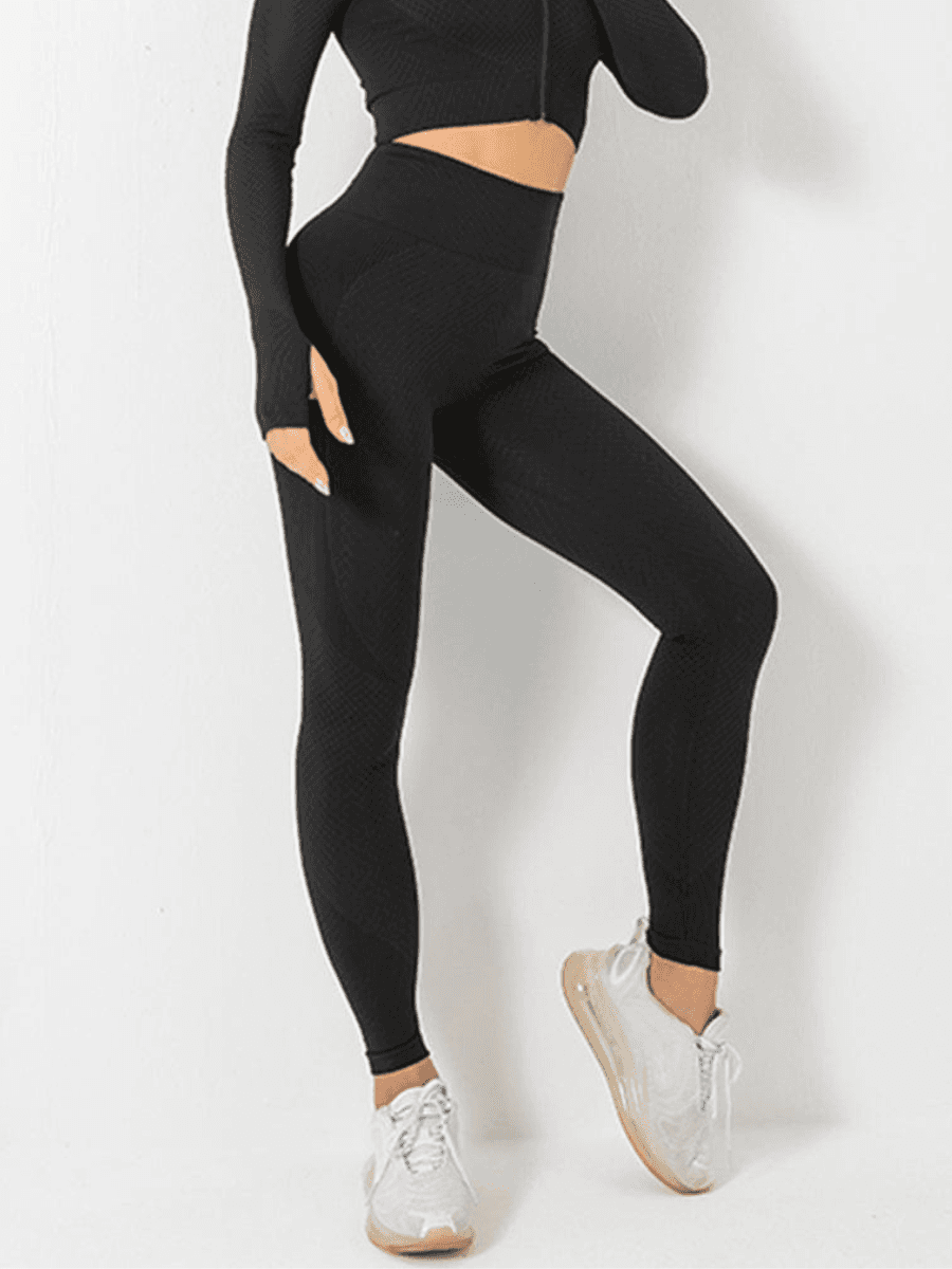 Black top activewear leggings