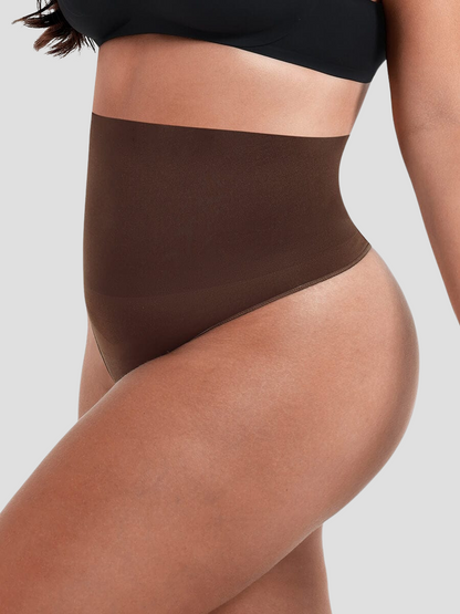 Tummy control panties, high-waisted, seamless, shaping underwear, waist-control, brown