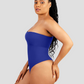 Off the shoulder shaping bodysuit, button crotch closure, snap crotch closure, built-in shapewear, breathable, moisture-wicking, pet friendly, blue