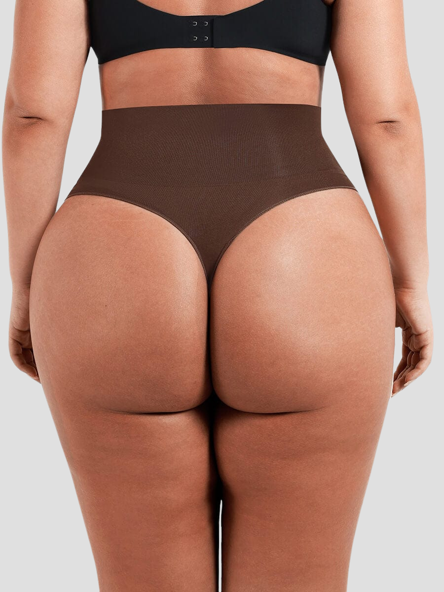 Tummy control panties, high-waisted, seamless, shaping underwear, waist-control, brown