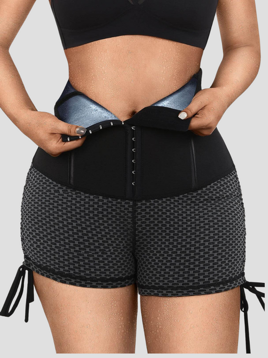 Corset Shorts, Neoprene shorts, Weight Loss shorts, Sweat Belt Shorts, Sauna Shorts. Sauna Activewear, workout clothes for women, sweat-wicking, cellulite smoothing, waist cinching, BBL, seamless, squat proof, plus size gym outfits, high waisted, breathable, nike, adidas, puma, champion, bombshell activewear, gymshark women, Girlfriend Collective, lululemon, Athleta, Athletica, Fabletics.