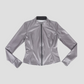 Zippered Sauna activewear jacket, silver metallic shiny, sweat-inducing, sweat belt Jacket, high waisted, mid height, moisture wicking, weight loss aid