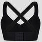 Wireless, seamless sports bra, wireless bra, padded bra, removable padding, wide, adjustable strap, moisture-wicking, buttery-soft material, black