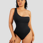 Off the shoulder shaping bodysuit, button crotch closure, snap crotch closure, built-in shapewear, breathable, moisture-wicking, pet friendly, black