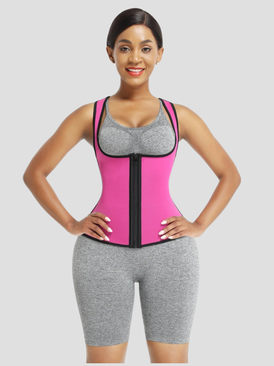 Sweat Belt Activewear, Zippered Neoprene Vest, Sauna Vest, Pink Sauna Top, Weight Loss Activewear, Weight Loss Vest, sauna top, Sweat Belt, Sauna Activewear, workout clothes for women, sweat-wicking, cellulite smoothing, waist cinching, BBL, seamless, squat proof, plus size gym outfits, high waisted, breathable, nike, adidas, puma, champion, bombshell activewear, gymshark women, Girlfriend Collective, lululemon, Athleta, Athletica, Fabletics.