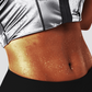 Person wearing a neoprene-lined sauna activewear top by BodyFlexx showing a very sweaty stomach after a workout.