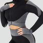 BBL Jacket, Cropped athletic set top with zipper stretchy jacket, workout outfit, athleisure, activewear, activewear sets, workout clothes for women, sweat-wicking, high compression, cellulite smoothing, BBL Jacket, plus size gym outfits, workout wear, gym wear, athletic outfits, nike, under armour, adidas, puma, champion, bombshell activewear, gymshark women, Girlfriend Collective, lululemon, Alo Yoga, Bandier, Athleta, Athletica, Fabletics, Revenge body, black, grey, gray, silver.