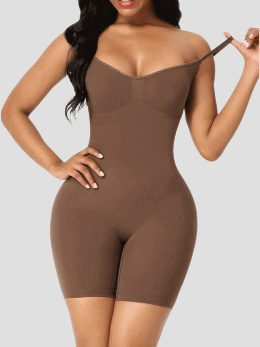 Full Body Shaper, Brown, Crotchless shapewear, tummy tucking, butt bum booty lifting, waist cinching, cellulite smoothing, breast support bodysuit shapewear