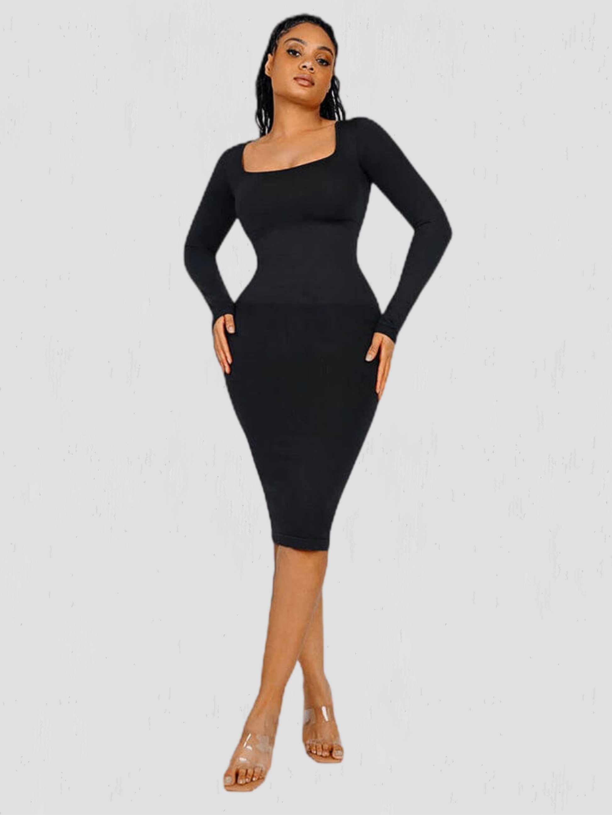 the best tummy control midi dress with built in bra & removable pads +