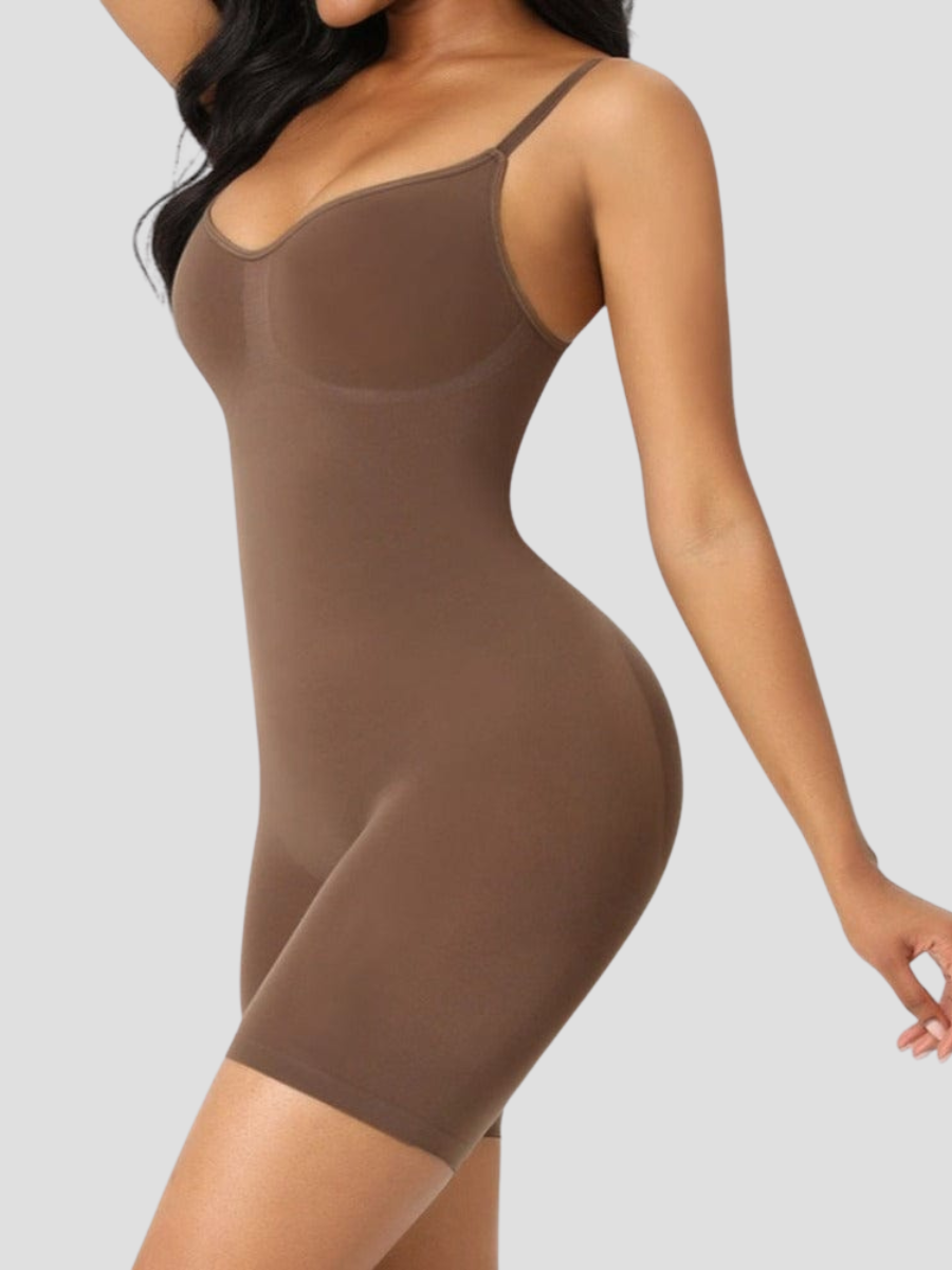 Full Body Shaper, Brown, Crotchless shapewear, tummy tucking, butt bum booty lifting, waist cinching, cellulite smoothing, breast support bodysuit shapewear, Shapewear by BodyFlexx, tummy control, BBL, body contouring, seamless, thigh-toning, waist cinching, high compression, body sculpt, bodysculpt, seamless sculpt, skims, spanx, popilush, body shaping, high quality, vixen curves, shapellx, curvqueen, feelingirl feeling girl, Shapermint, heyshape, honeylove, Bellafit. 