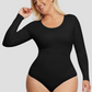 Shapewear shaper bodysuit, black, Outerwear shapewear, shapewear outerwear, Waist cinching, Waist snatching, snatched, Hidden shapwear, built-in shapewear, shapewear technology, stretchy, compression, arm slimming, tummy control, body contouring, best shapewear for women, shapewear on sale, Canadian shapewear brand, skims, spanx, popilush, shapermint. Feelin girl.