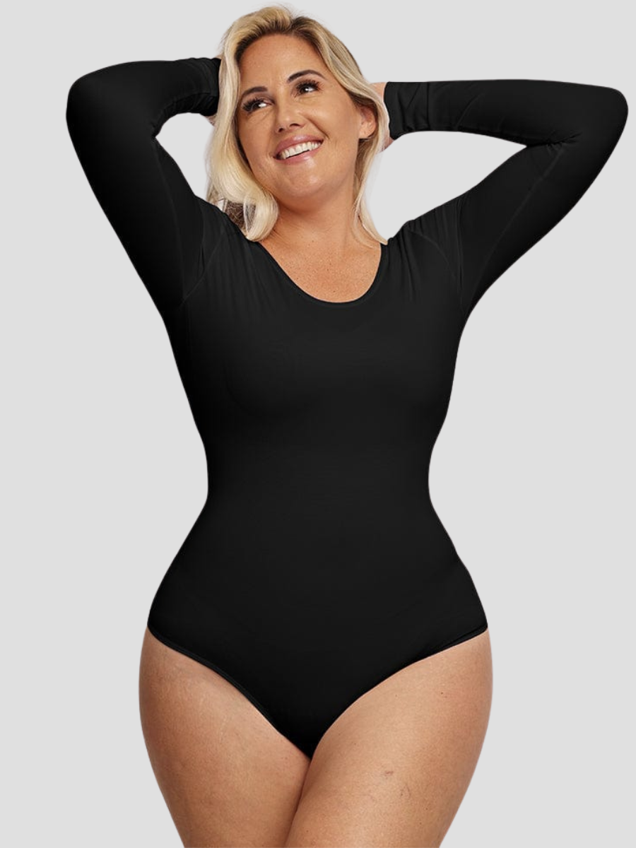 Shapewear shaper bodysuit, black, Outerwear shapewear, shapewear outerwear, Waist cinching, Waist snatching, snatched, Hidden shapwear, built-in shapewear, shapewear technology, stretchy, compression, arm slimming, tummy control, body contouring, best shapewear for women, shapewear on sale, Canadian shapewear brand, skims, spanx, popilush, shapermint. Feelin girl.