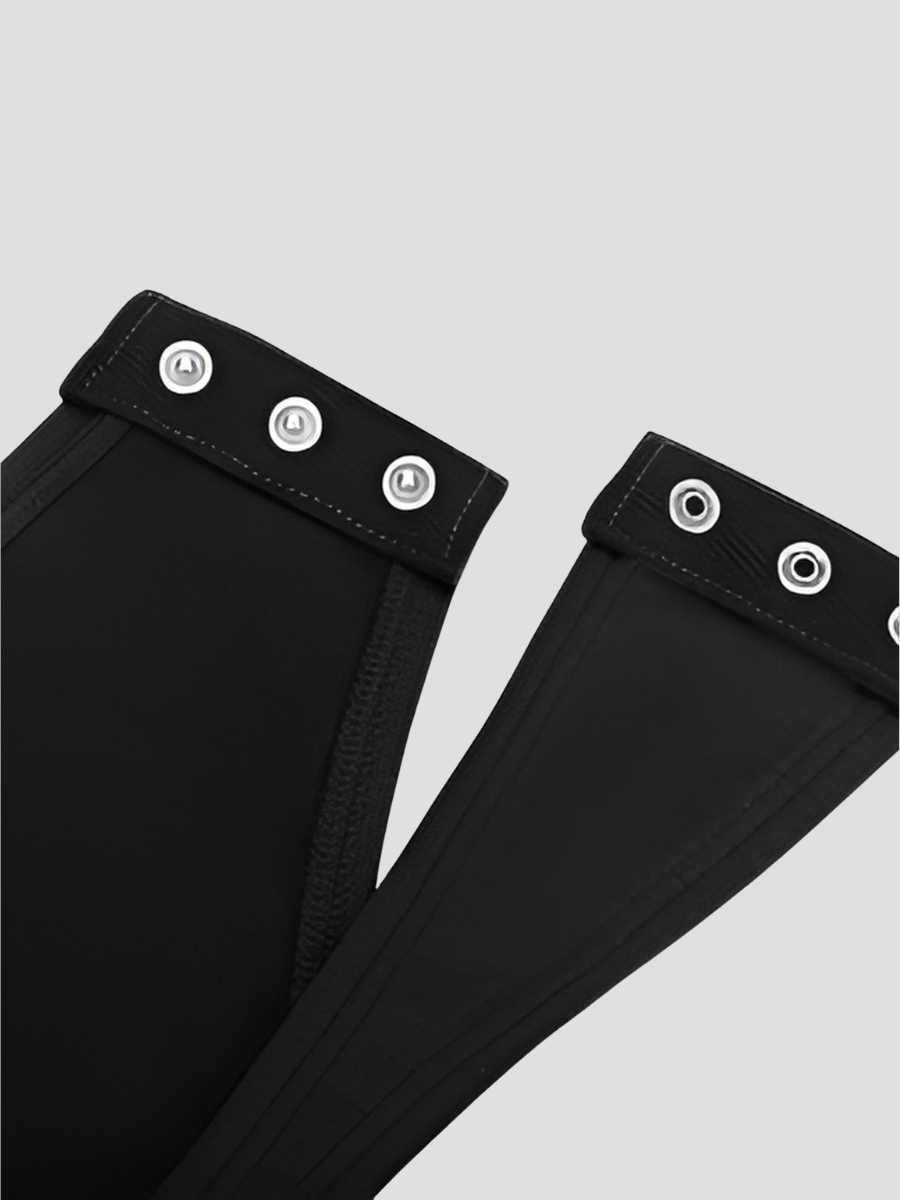 Close up shot of the button gusset closure on a long sleeve shapewear bodysuit by BodyFlexx/